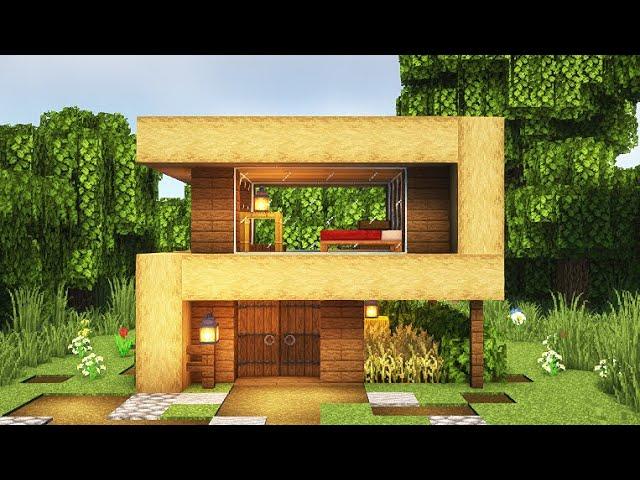 Minecraft |  How to build a Small Survival Wooden Modern House | Tutorial