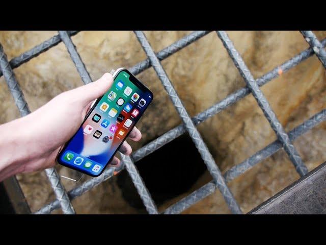 Dropping an iPhone X Down 4000 FT Deep Hole! - What's In There?