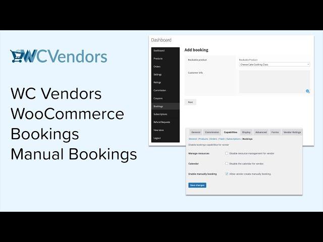 WC Vendors WooCommerce Bookings Manual Bookings