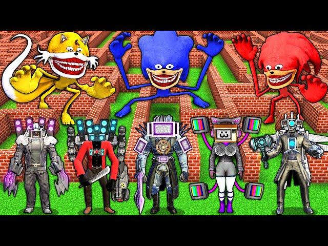 SURVIVAL MAZE of THE SONIC TAPES vs TV WOMAN and SPEAKERMAN vs SKIBIDI TOILET in MINECRAFT animation