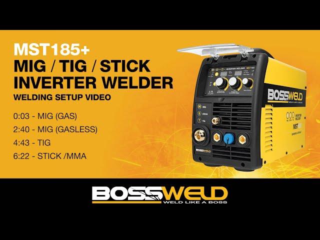 HOW TO SETUP: Bossweld MST185 Plus 180A MIG Stick and TIG Inverter Welder