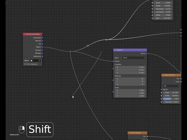 Some Useful keys in shader editor  (Blender)