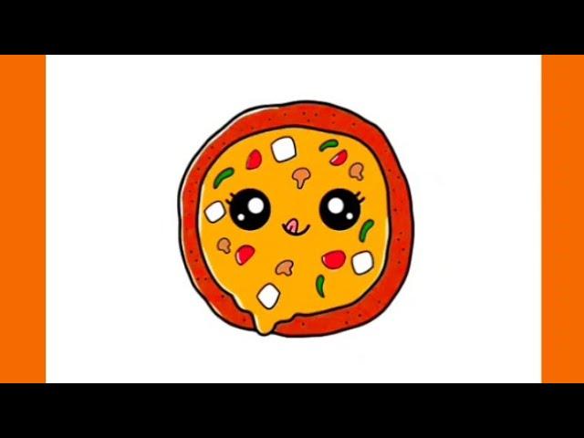 How to Draw a Cute Pizza Drawing 