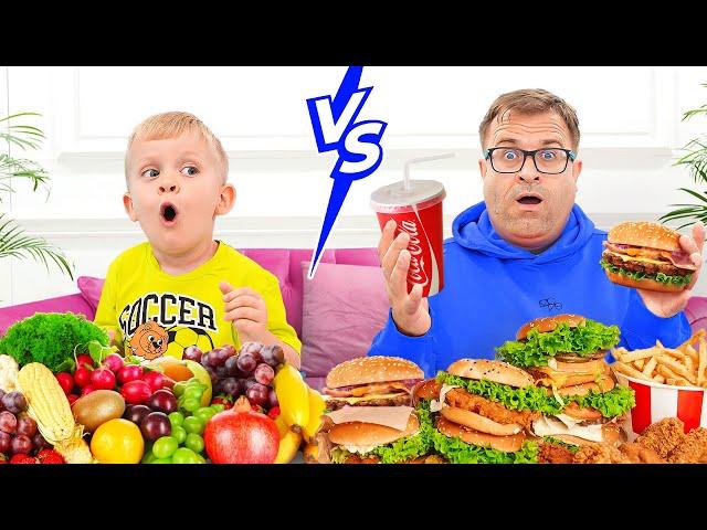 Oliver & Dad - Healthy Food vs Junk Food Challenge