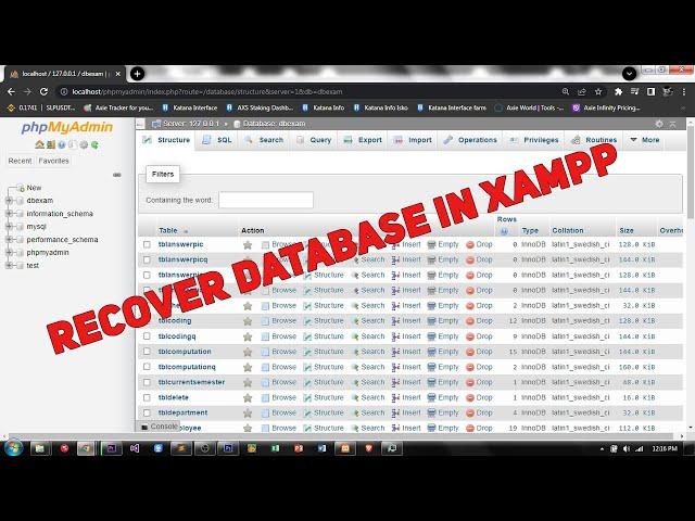 How to Recover MYSQL Database from XAMPP Folder