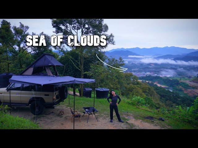 Solo RTT Car Camping with my Toyota LAND CRUISER | Rain Drops & Sea of Clouds!