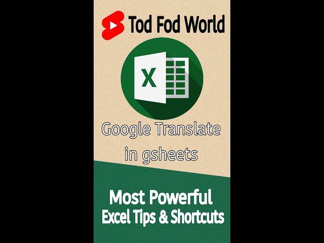 Google translate in google sheets || Excel Tips & Tricks || @todfodeducation