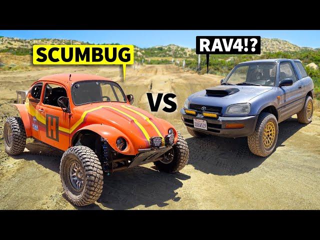 Hoonigan's Own Baja SCUMBUG vs Mojave RAV4 on the Dirt Course!