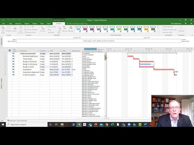 MS Project Tutorial 2 Basics on setup and calendars