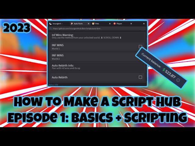 {2023} How to make your own roblox script hub (tutorial) | Episode 1: Basics + Intro to scripting