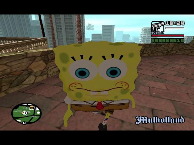 GTA San Andreas with Spongebob mods - Gameplay #1