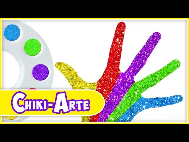 Chiki-Arte Aprende a Dibujar | Vamos a Aprender con Pintura Glitter de Colores para Manos