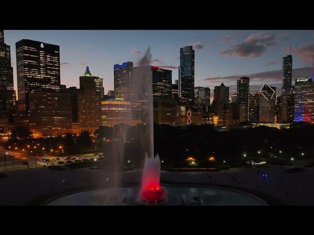 Buckingham Fountain at Night, Chicago, IL. #dronevideo