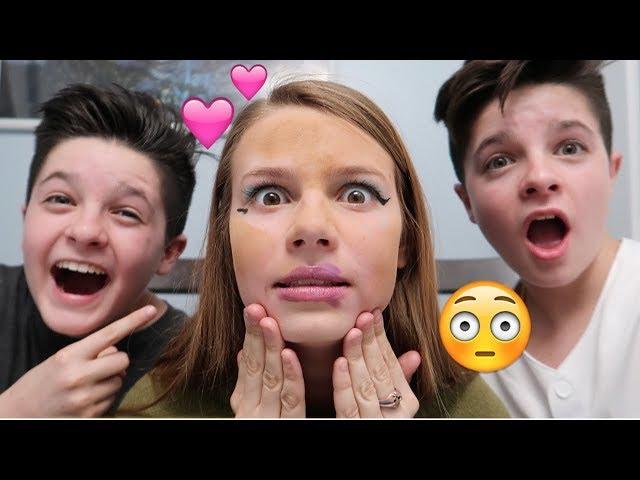 DOING MY CRUSHES MAKEUP WITH MY TWIN! | Brock and Boston