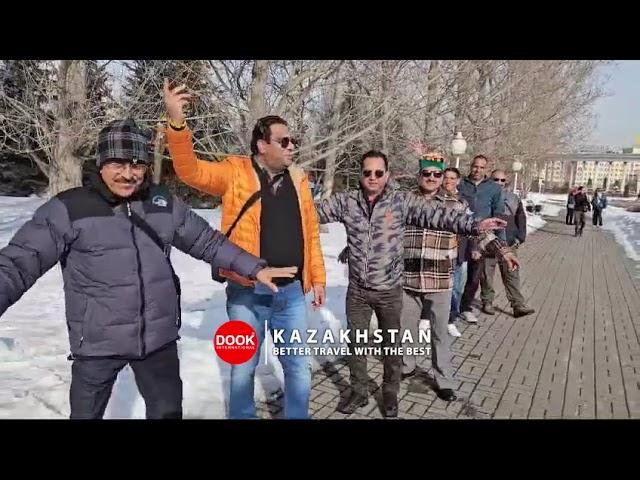 Happy Indian travelers enjoying in Almaty, Kazakhstan