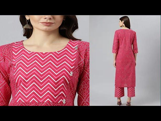 Women's Cotton Blend Printed Straight Kurta with Palazzo Pimpli