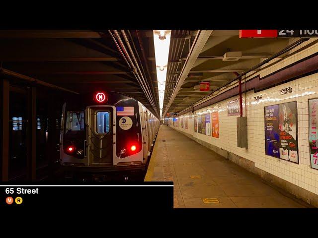 IND Queens Blvd Line| (E)(F) Exp & (M)(R) Lcl Train Action @ 65th Street