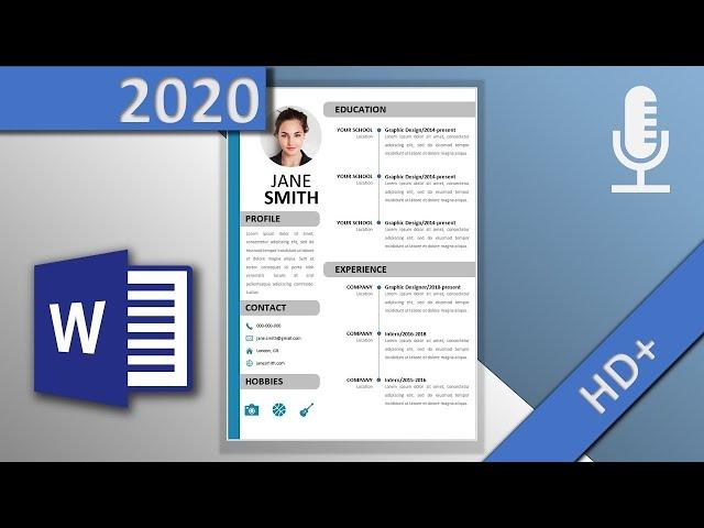 Resume template in Word  / professional CV (VOICE OVER, HD 2020) - with downloadlink⬇