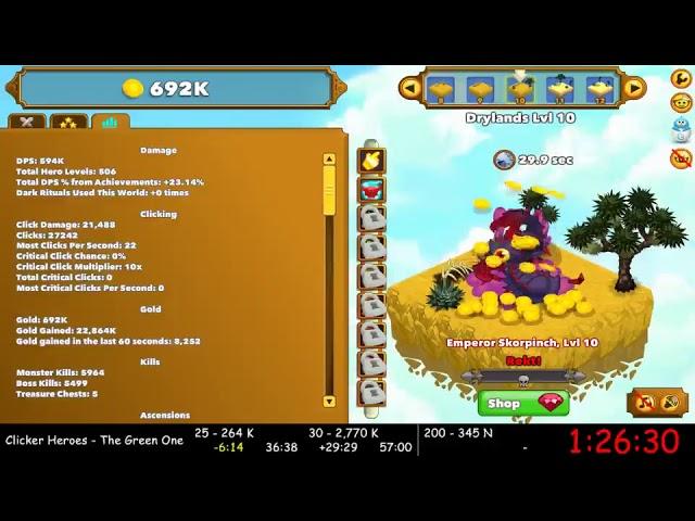 Clicker Heroes "The Green One" speedrun in 69:14:26 [WR]