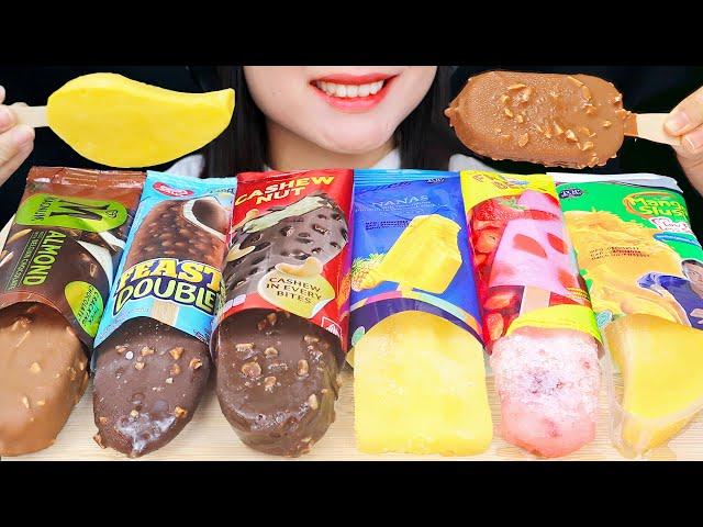 ASMR CHOCOLATE ICE CREAM VS FRUIT ICE CREAM  MAGNUM ALMOND, AICE MANGO SLUSH, FEAST DOUBLE, CAMPINA