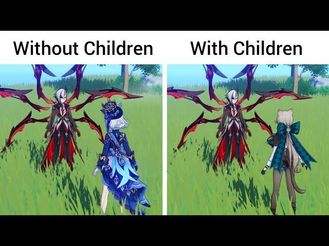 Arlecchino boss voicelines with vs without her children