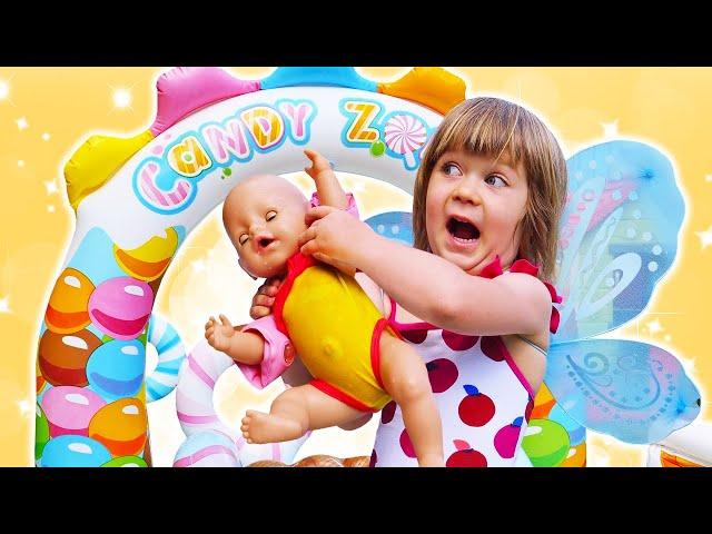 Family fun in the pool with kids & baby dolls | Videos for kids full of Baby Born dolls