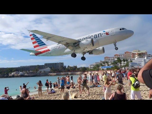 Extremely Low Landing at St Maarten Princess Juliana Airport- American Airlines A319