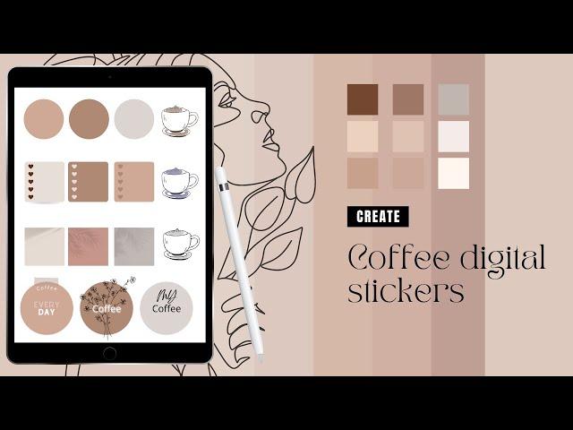 How to Make Digital Coffee Stickers for Goodnotes for FREE on Canva