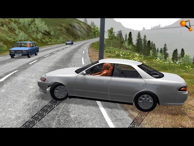 ДО ПЕРВОГО СТОЛБА! СМЕРТЕЛЬНЫЕ ШАШКИ НА МАРК 2 | BeamNG.drive