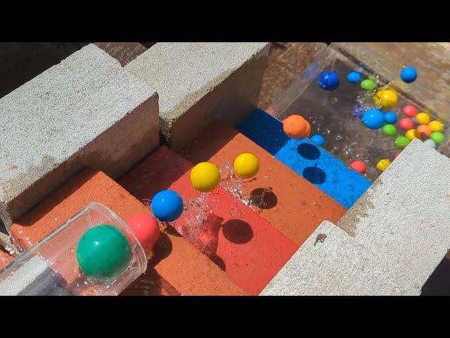 Marble Run ASMR  Brick stairs & transparent water pipe [TrixTrack]