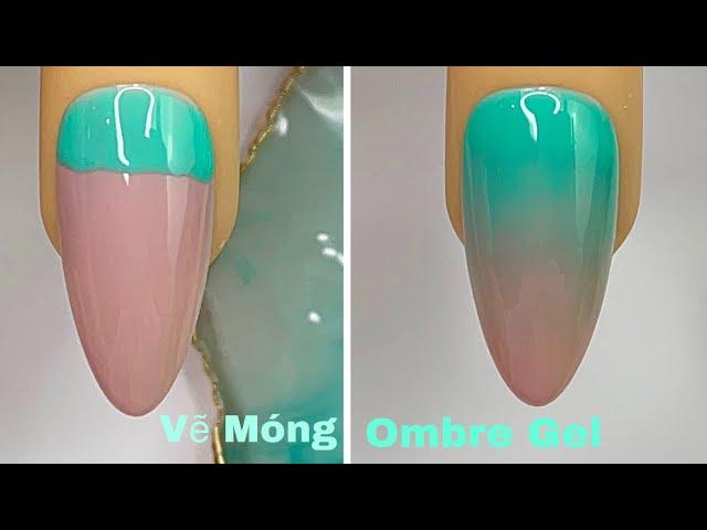 Green & Nude Ombre Gel Nails Art For Beginner Vẽ Ombre Gel New Nails Design  New Nails