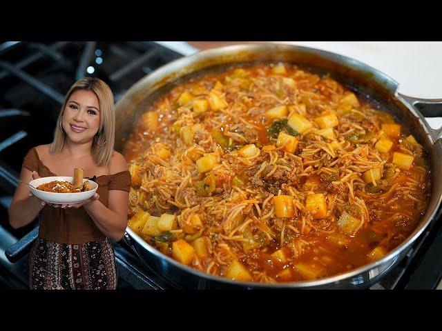 SOPA DE FIDEO With GROUND BEEF & POTATOES, a very affordable meal under 30 minutes!