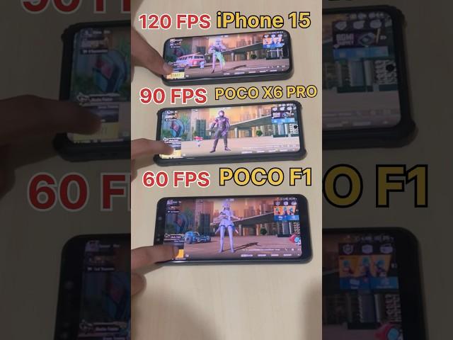 iPHONE 15 PRO Vs POCO X6 PROVs POCO F1-PUBG TEST #pocox6pro #pubg #shorts #iphone