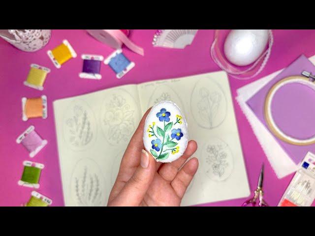 Embroidered Floral Easter Eggs 🪡  Stitch With Me Easter Embroidery Designs  Stitch-Along Part 1