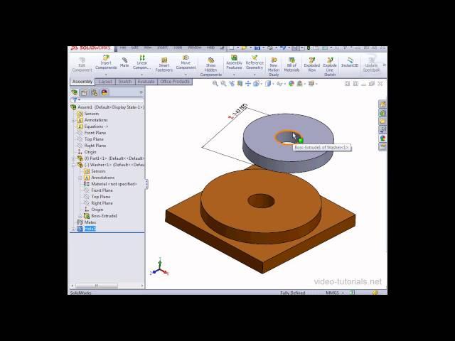 SolidWorks 2013 Assembly Video Tutorials - #16 - Using Equations