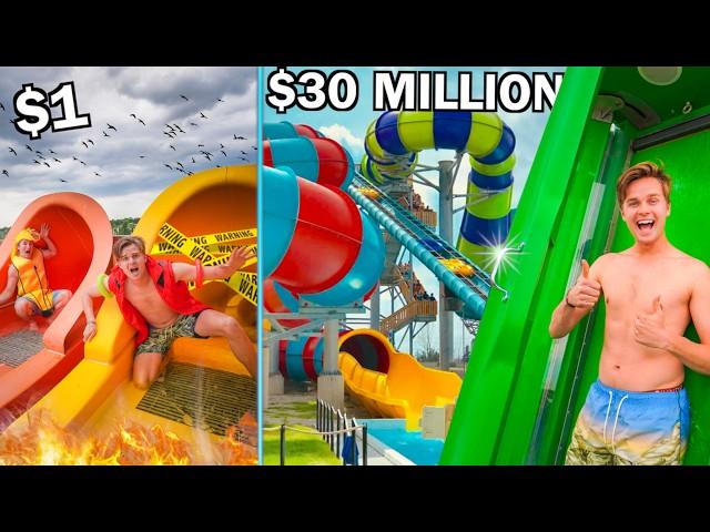 $1 VS $30,000,000 INSANE WATERPARK 24 HOUR CHALLENGE!