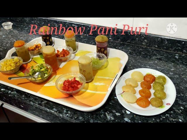 Rainbow Pani Puri: 6 different flavours of pani and 3 different colours of puri