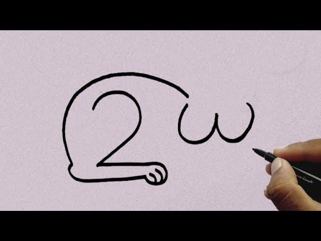 How to Draw Cat From 23 Number || Easy Cat Drawing || Animals Drawing | Number Drawing / Cat Drawing