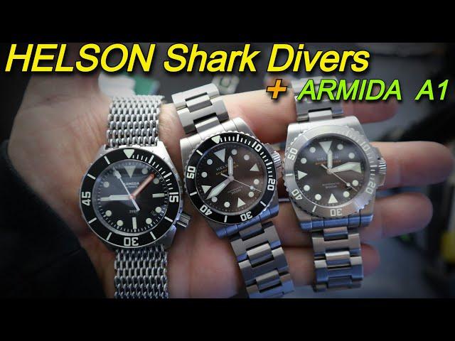 Helson Shark Diver 38mm and 40mm Armida A1 42mm Automatic Dive Watch Titanium and Stainless Steel