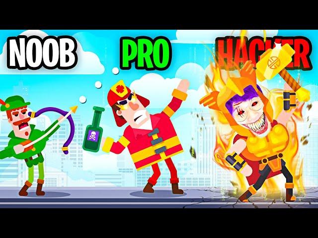 NOOB vs PRO vs HACKER In BOWMASTERS!? (ALL CHARACTERS!)