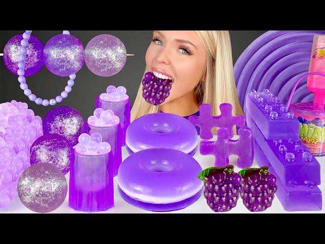 ASMR Purple Dessert, Puzzle Candy, Layered Jello Donut, Grape Jelly, Paint Splash Mukbang 먹방