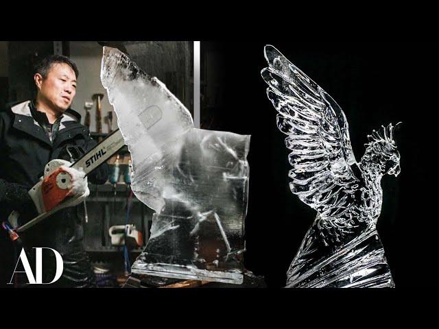 Carving An Intricate Ice Sculpture From Start To Finish | By Hand | Architectural Digest