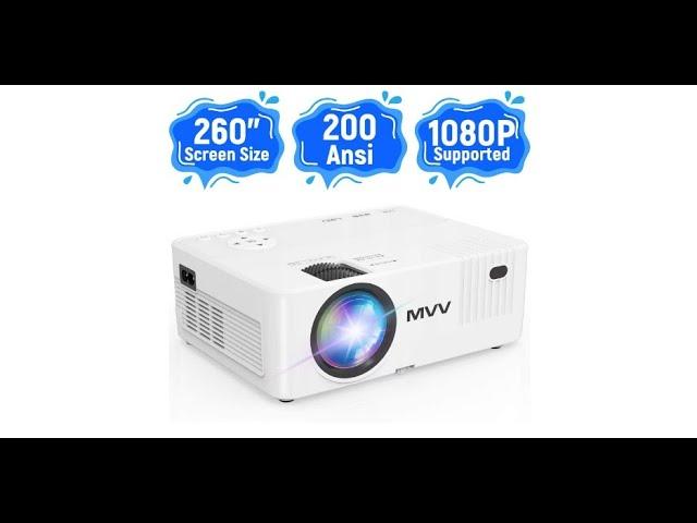 MVV Mini Projector, 200 ANSI Lumens [Brightness Over 5500 Lux] 1080P