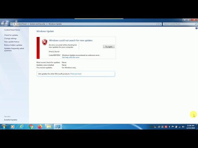 How to fix Windows Update error code 80072EE2 for Windows 7