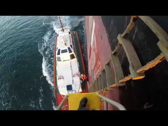 How a pilot gets off a fairly large ship