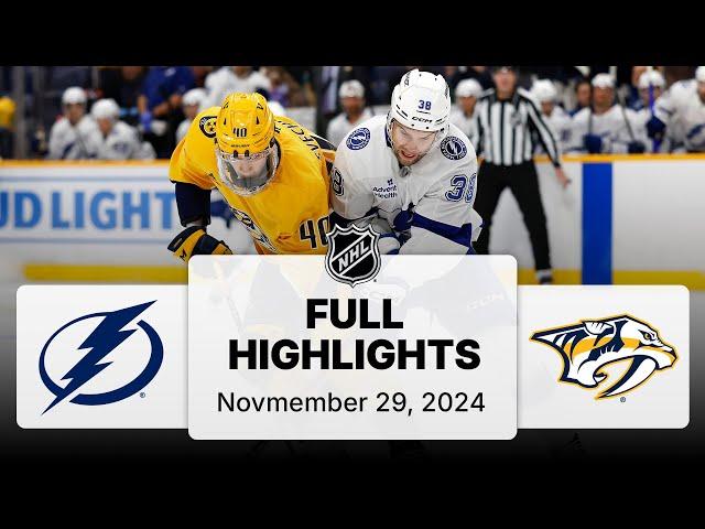 NHL Highlights | Lightning vs. Predators - November 29, 2024