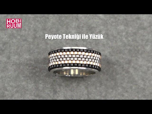 Peyote Tekniği ile Yüzük Yapımı I How to Make a Peyote Stitch Ring with a Line Tutorial #DIY