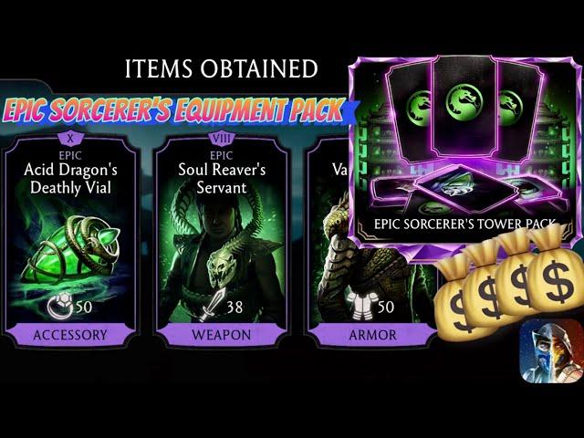 Epic Sorcerer’s Tower Equipment Pack opening....$$$.... | MK Mobile