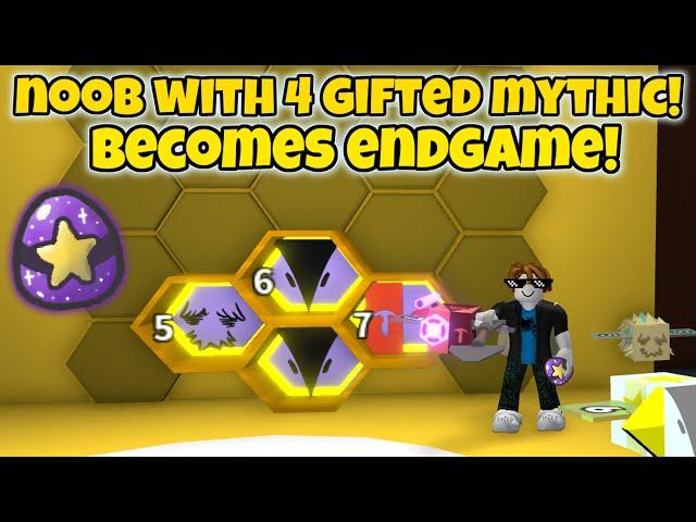 Noob With 4 Gifted Mythic Bees! Becomes Endgame! (Bee Swarm Simulator)