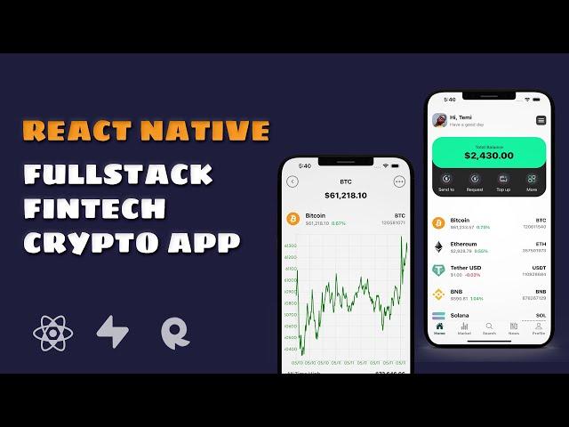 Build a FullStack Fintech Crypto App || React Native and Expo Projects | Beginner 2024